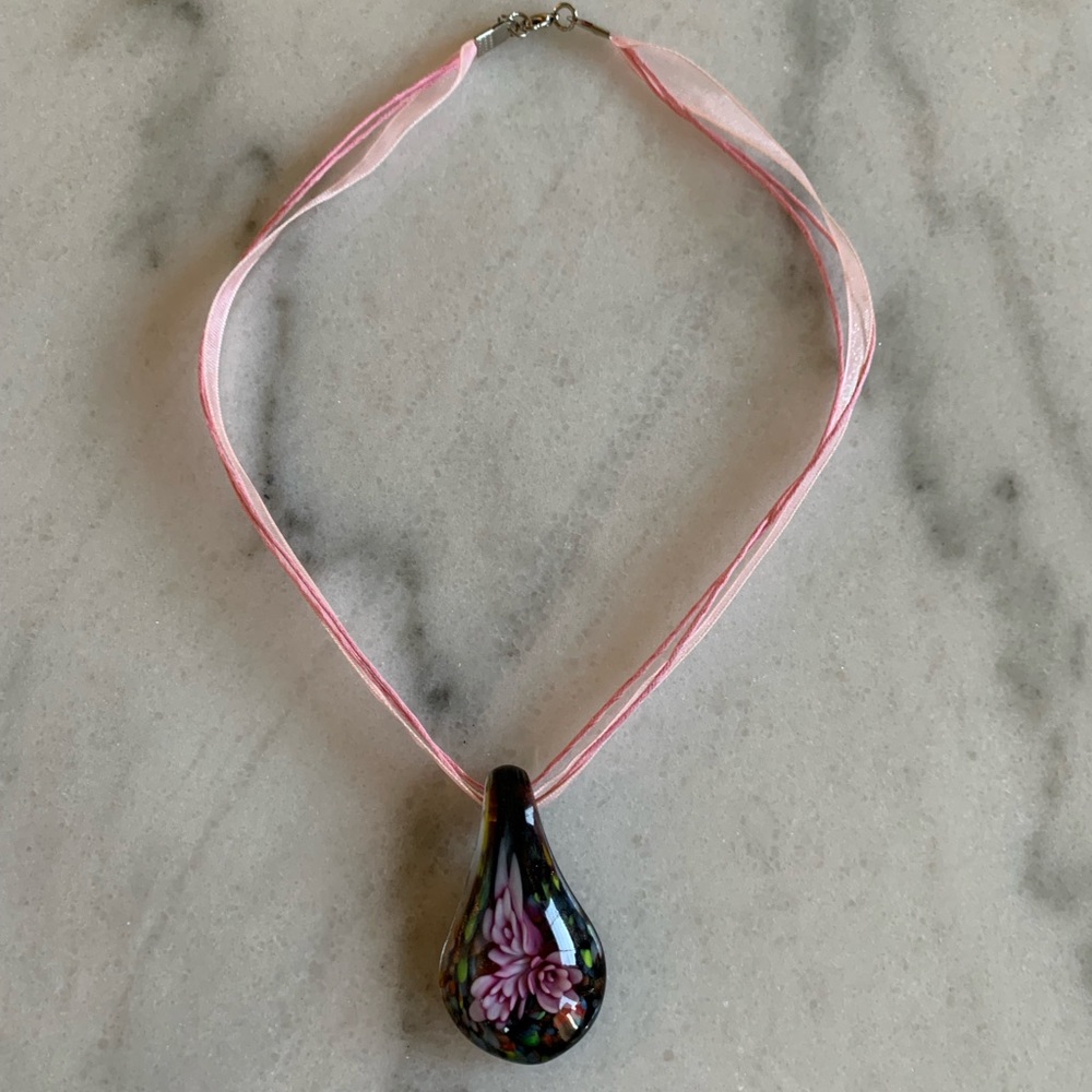 Floral Blown Glass Pendant